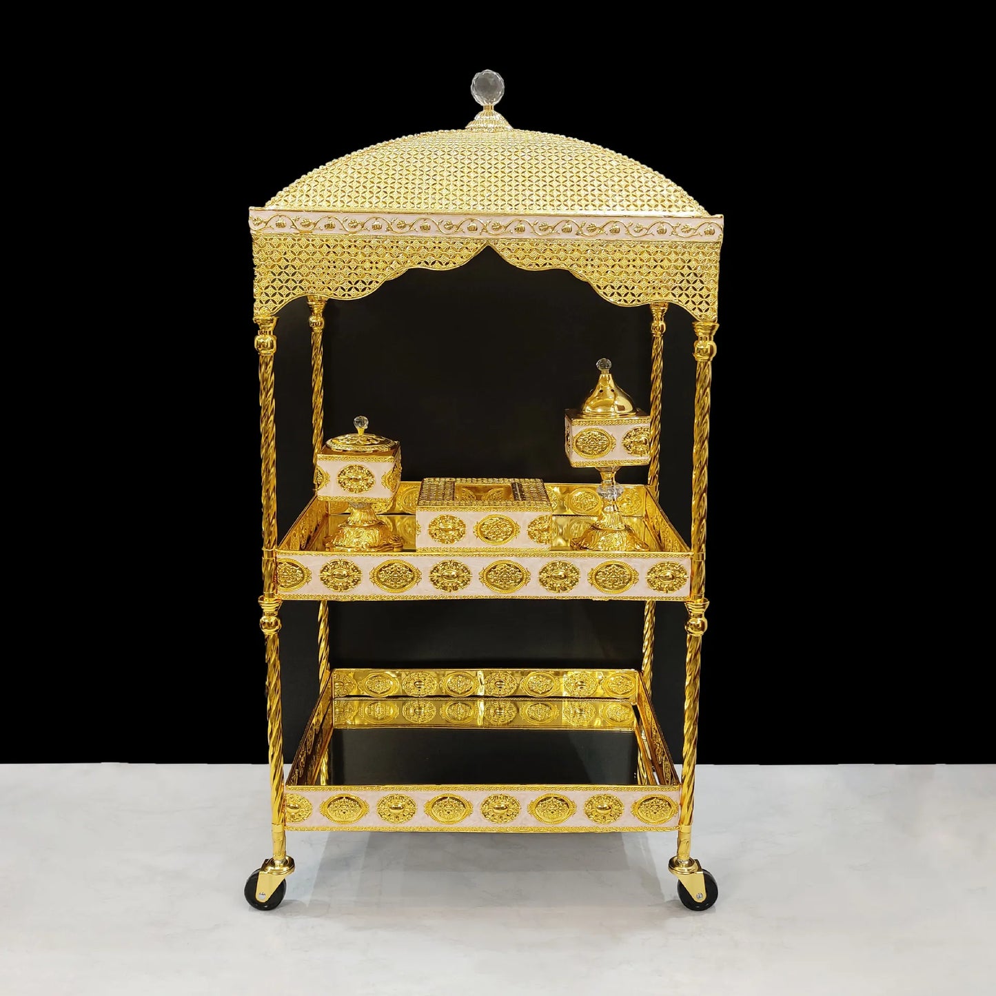 Middle Eastern Arabian Popular Eritrea Ethiopia Habesha Luxury Incense Burner – Aromatherapy Coffee Table Metal Ornament Set for High-End Home Décor