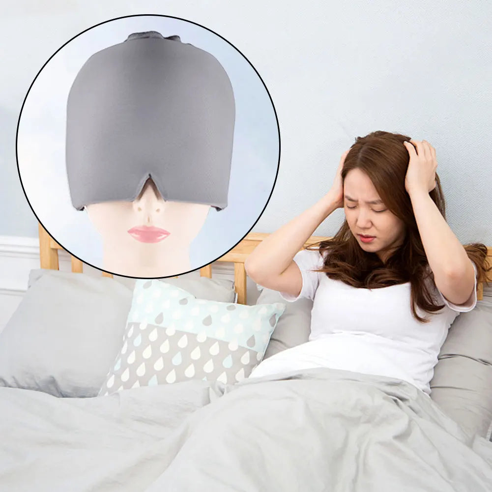 Migraine Relief Cap – Gel Ice Head Wrap with Cold Compress Therapy & Eye Mask