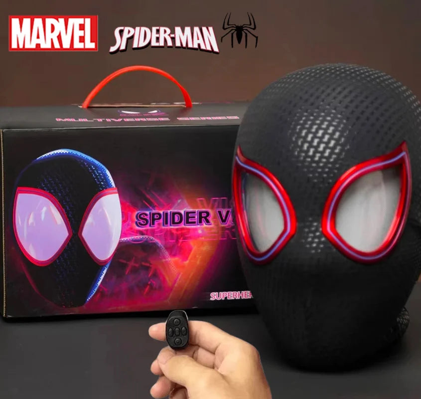 Marvel Miles Morales Spider-Man Moving Eyes Electronic Mask – 1:1 Cosplay Headgear with Remote Control