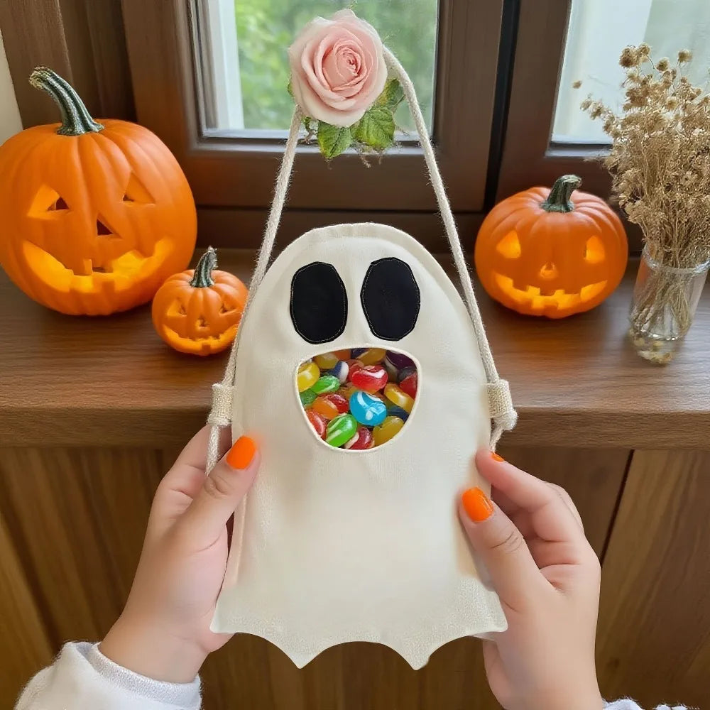 Halloween Ghost Drawstring Treat Bag