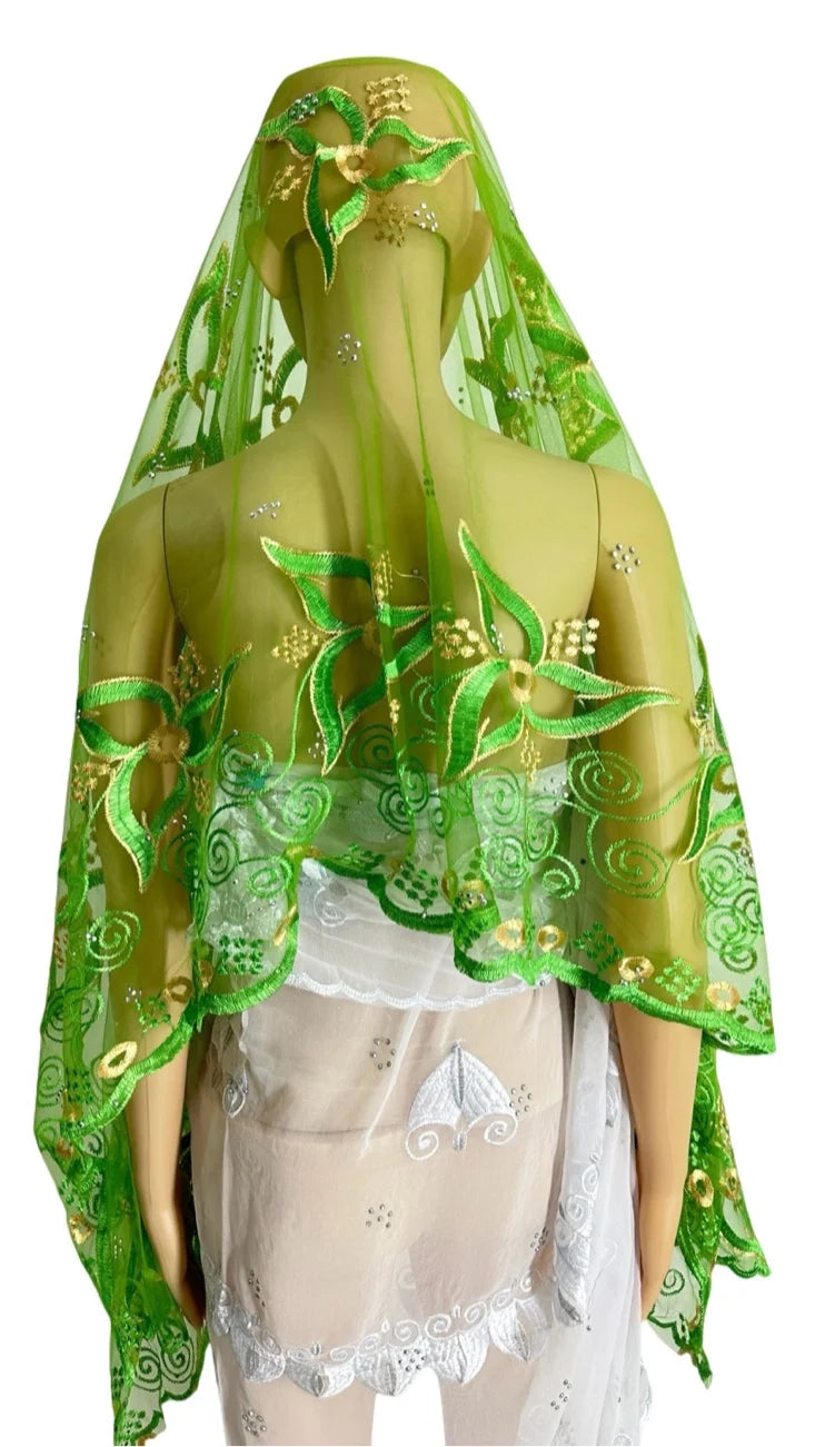Women's Embroidered Voile Hijab Scarf