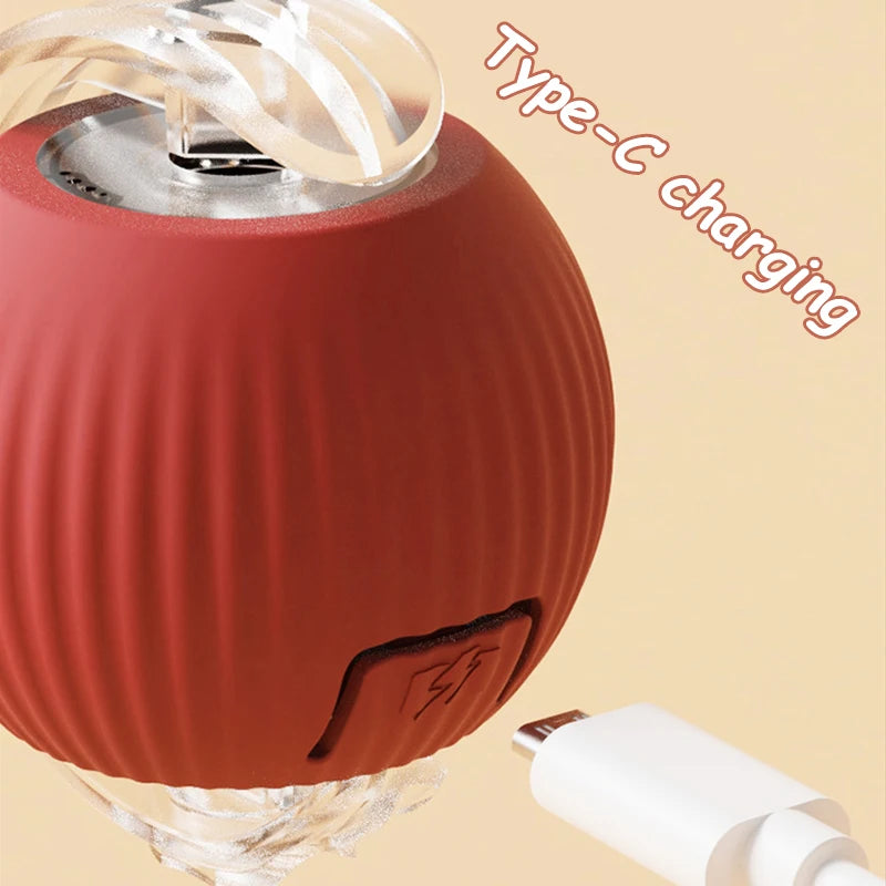 Cat Interactive Ball Toy - Automatic Rolling Ball with Faux Tail, Rechargeable Smart Pet Electric Toy for Dog & Cat Training, Imitates Mouse Movement