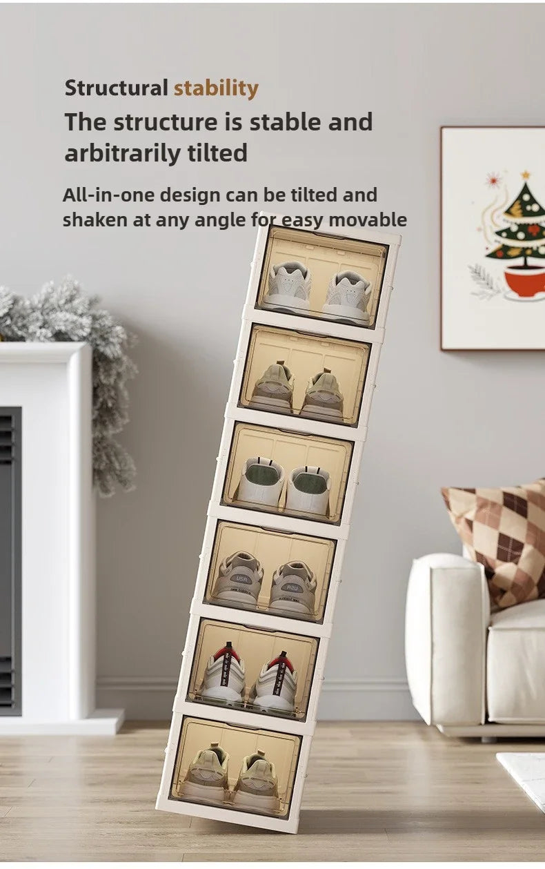Foldable Shoe Storage Cabinet with Transparent Doors