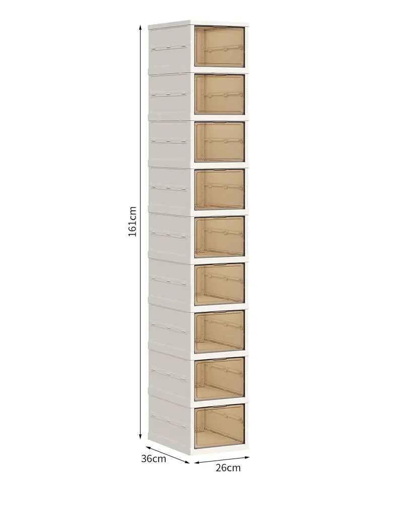 Foldable Shoe Storage Cabinet with Transparent Doors