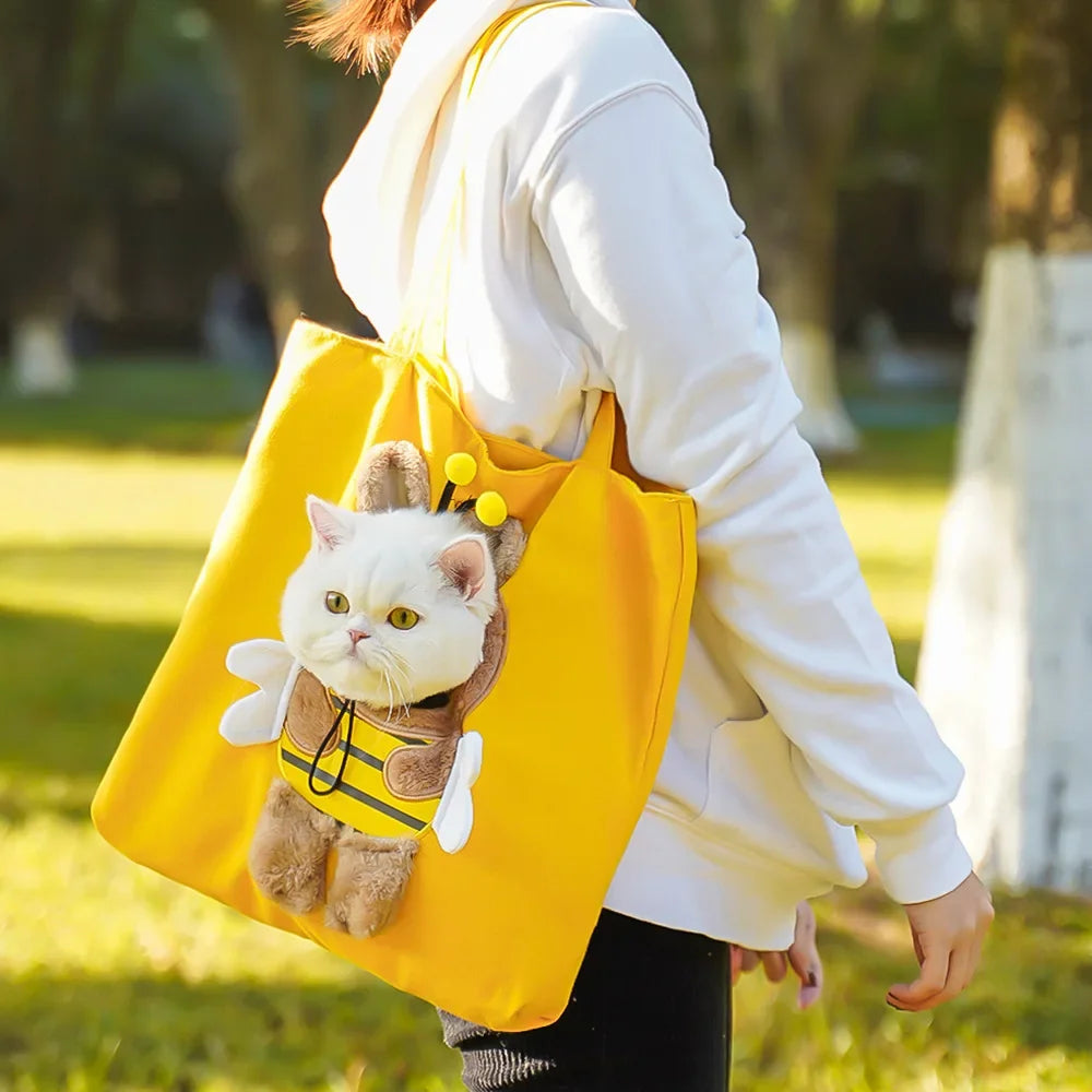 Pet Canvas Shoulder Bag Lion shaped Cat Tote Bag Comfortable Pet Tote Bag Shoulder Bag Portable Outdoor Cat Tote Bag