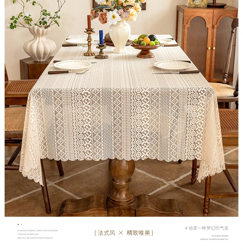 2025 New Gentle Elegant French Mesh Tablecloth Wedding Dessert Table Dining Table Decorative Tablecloth