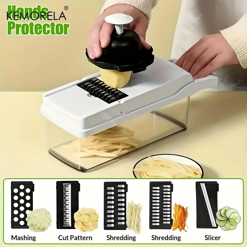 KEMORELA 15-in-1 and 22-in-1 Manual Vegetable Chopper, Dicer, Slicer and Grater with Collection Container