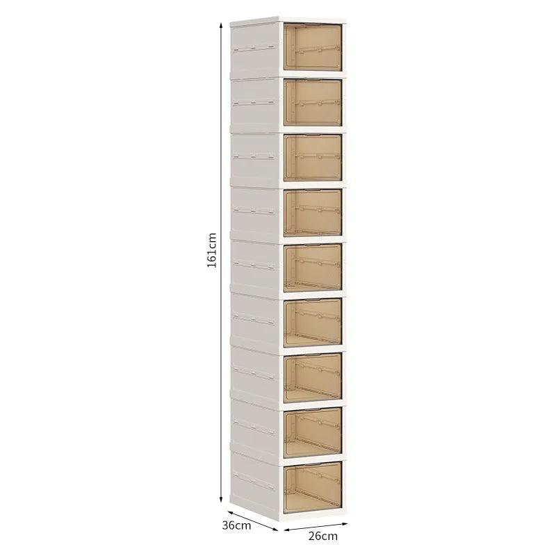Foldable Shoe Storage Cabinet with Transparent Doors
