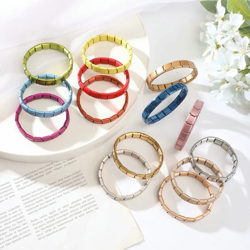 Creative Christmas Bracelet – High-Quality Stainless Steel 9mm Wide Elastic Charm Bracelet for Women, Perfect Birthday or Holiday Gift