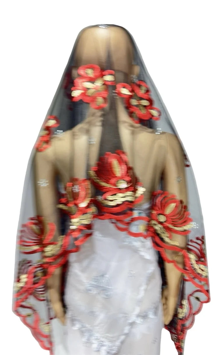 Women's Embroidered Voile Hijab Scarf