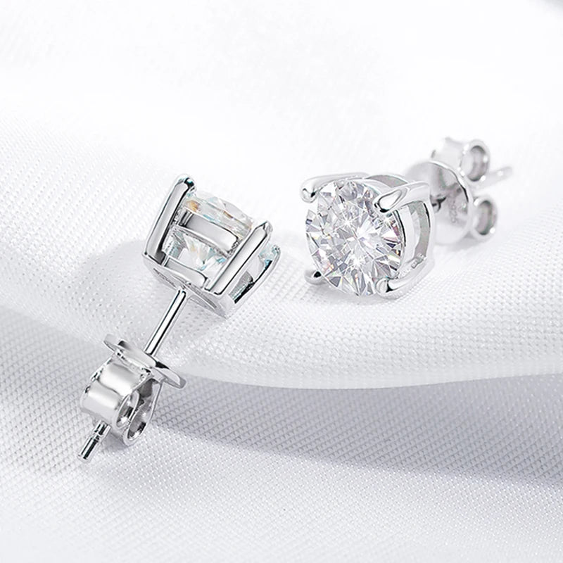Moissanite Stud Earrings – S925 Sterling Silver Platinum-Plated Unisex Earrings