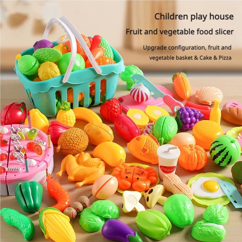 DIY Fruit & Vegetable Cutting Toy Set for Kids – Pretend Play Kitchen Food, Interactive Parent-Child Game, Birthday Gift