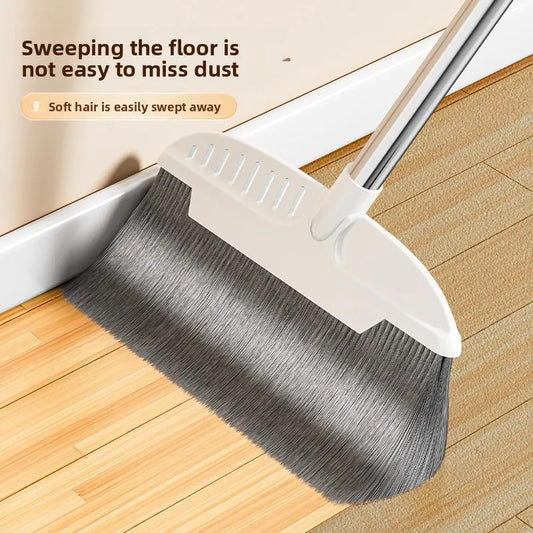 4-Piece Household Floor Cleaning Set with Broom, Dustpan, Flat Mop and Water Squeegee