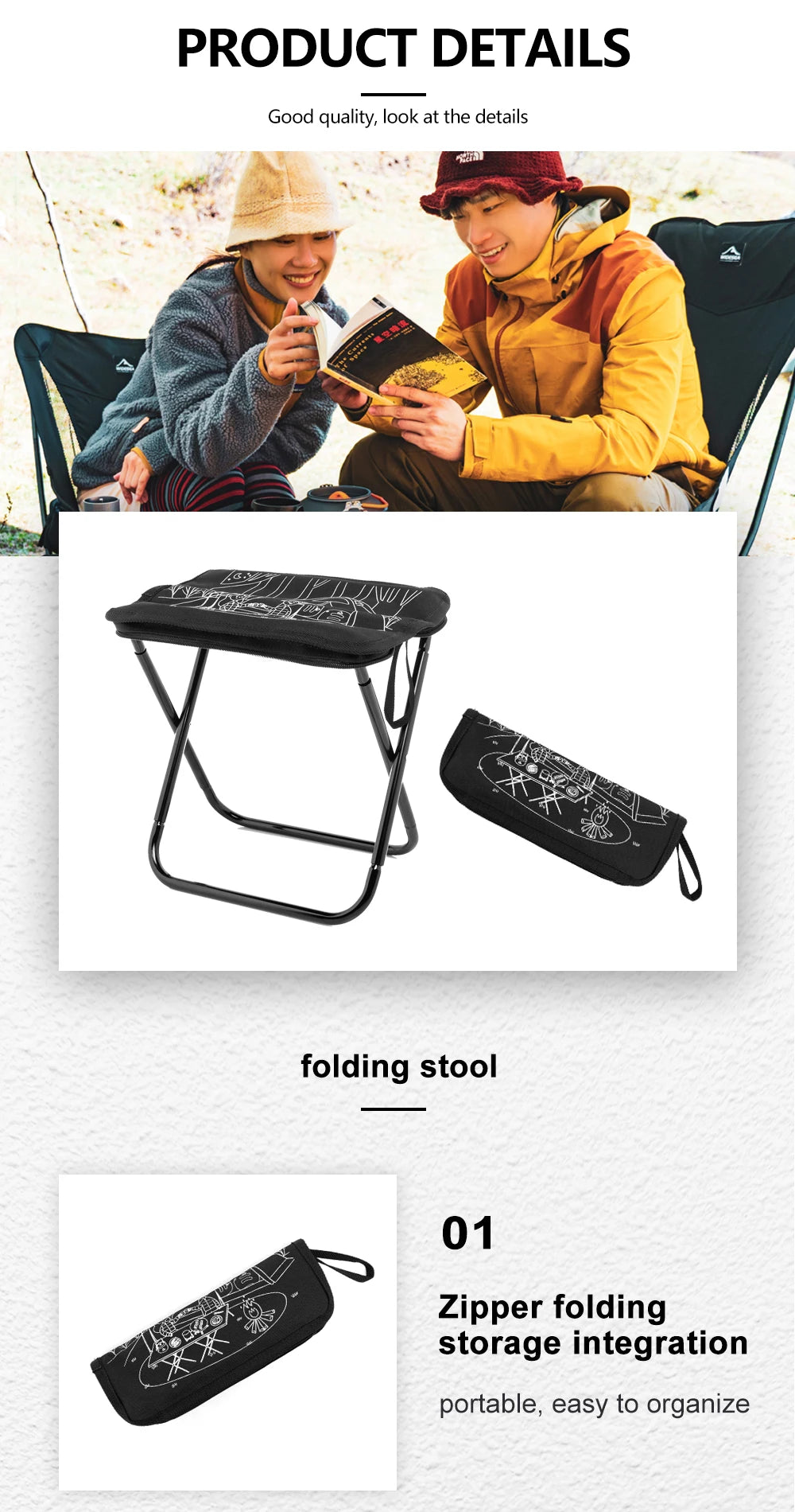 Portable Folding Camping Stool – Lightweight Outdoor Seat | 100KG Capacity | Hiking & Travel