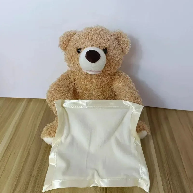 Shy Teddy Bear Electric Plush Toy – Peekaboo Talking & Moving Stuffed Animal for Kids, Baby Entertainment Gift