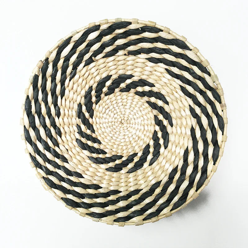 Straw Woven Tray Wall Decor Hanging Plate Round Fruit Storage Basket Bohemian Home Decoration Rattan DIY Crafts Gifts