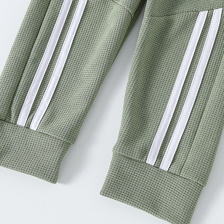1/3-Piece Autumn & Winter Waffle Knit Sweatpants for Boys & Girls – Solid Color, Casual & Sporty