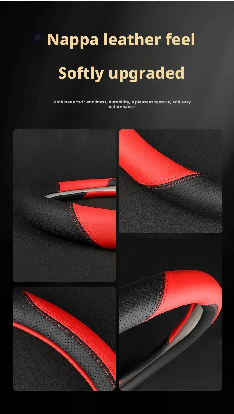 Faux Leather Steering Wheel Cover for 37–38 cm Wheels