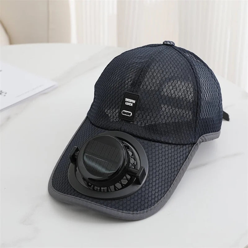Solar Fan Baseball Cap with USB Charging — Unisex Outdoor Hat