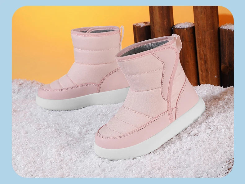 Winter Warm Kids Snow Boots – Plush, High-Top, Anti-Slip, Waterproof Cotton Shoes for Boys & Girls