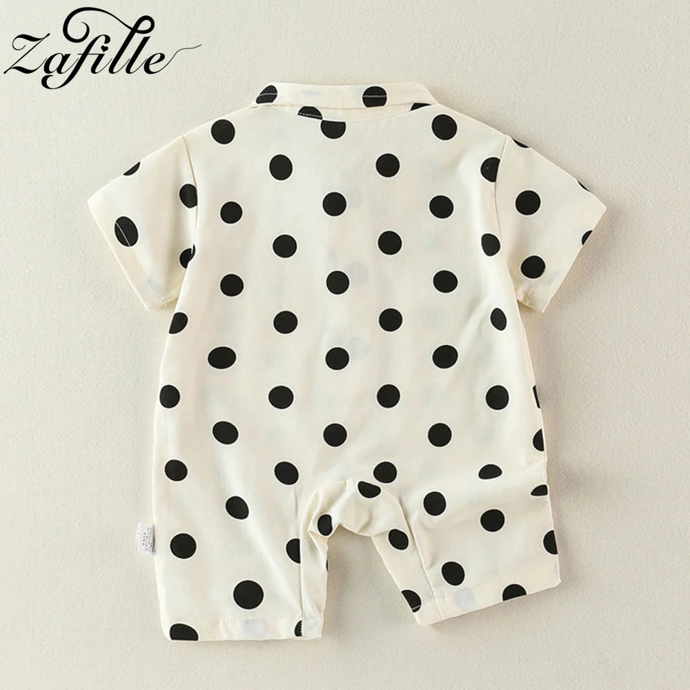 ZAFILLE Twins Baby Clothes Summer Brother Sister Matching Outfit Dots Print Newborn Bodysuit Dress For Kids Boys Girls Costume