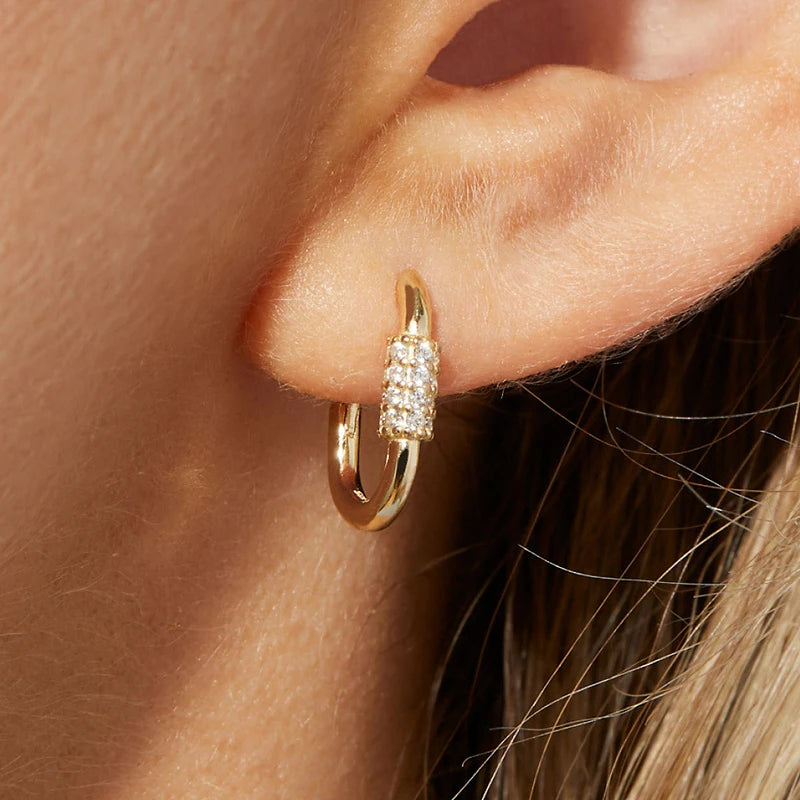 925 Sterling Silver Multi-Turn Hoop Earrings with White Zircon, Fashion Punk Jewelry for Women