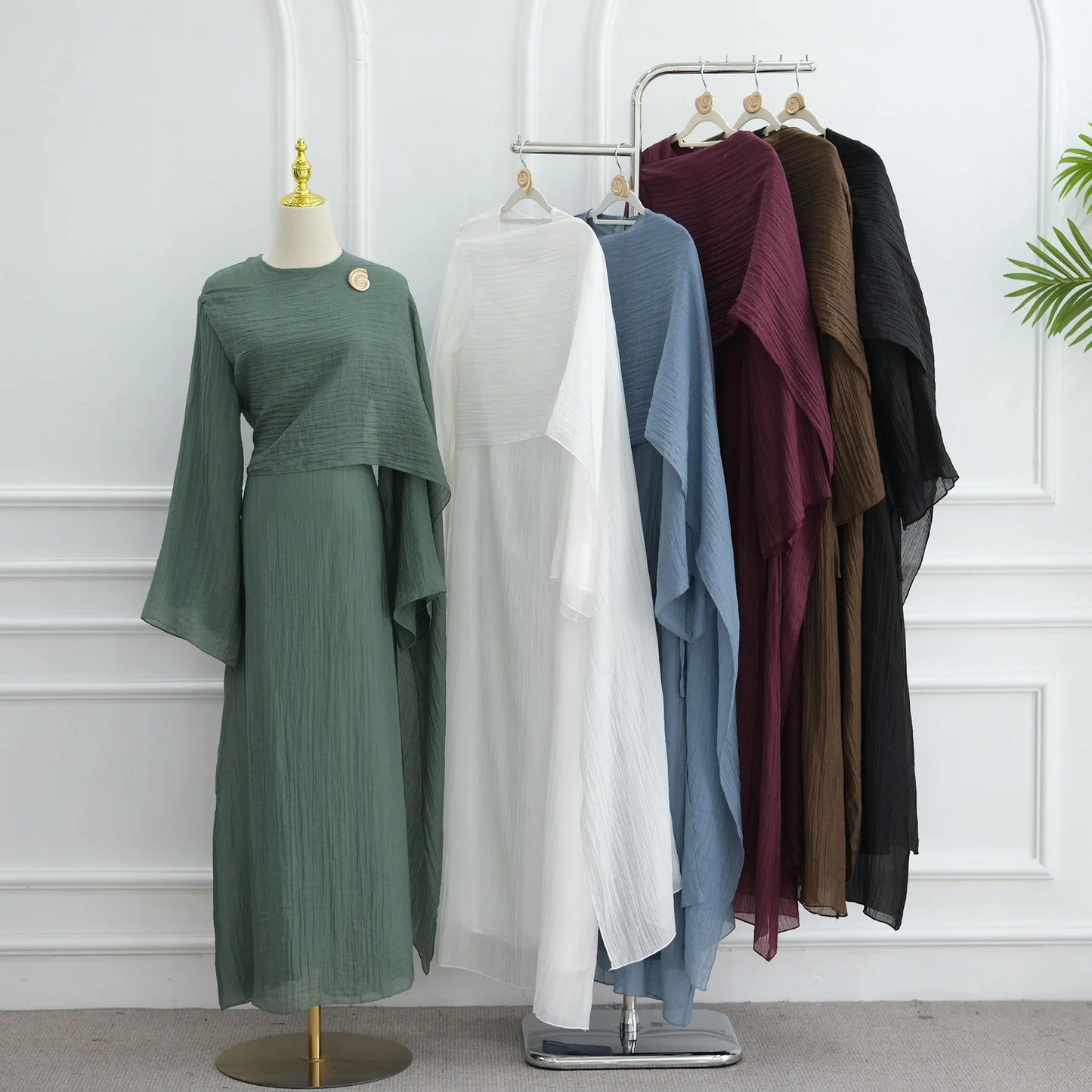 Women’s Two-Piece Modest Cardigan Set – Elegant Middle East Islamic Abaya Dress for Ramadan & Eid