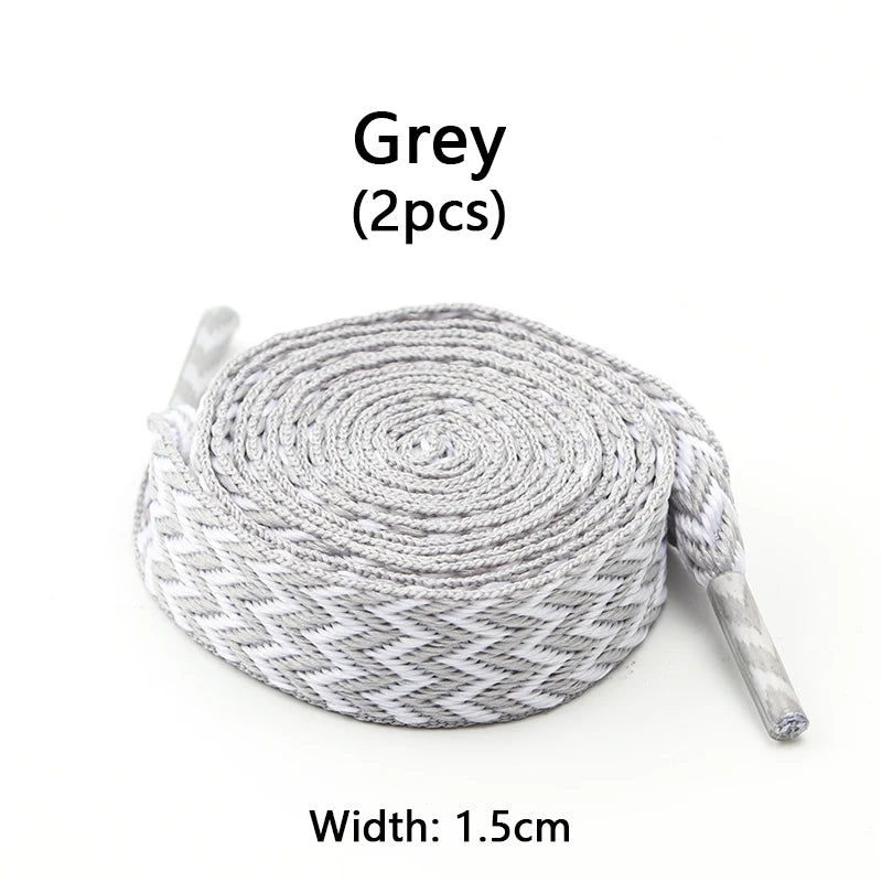 Flat Wavy Shoelaces for Sneakers – Trendy Wide Replacement Shoe Laces for Casual, Sport & Streetwear Shoes (1.5cm / 2cm / 3cm Widths)