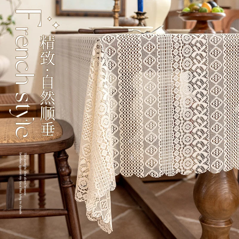 2025 New Gentle Elegant French Mesh Tablecloth Wedding Dessert Table Dining Table Decorative Tablecloth