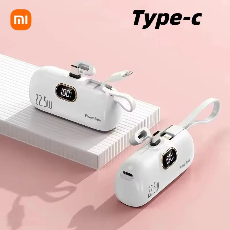 30000mAh Capsule Power Bank Fast Charge Portable Mobile Power Supply Emergency External Battery for Type-C, iPhone, Android