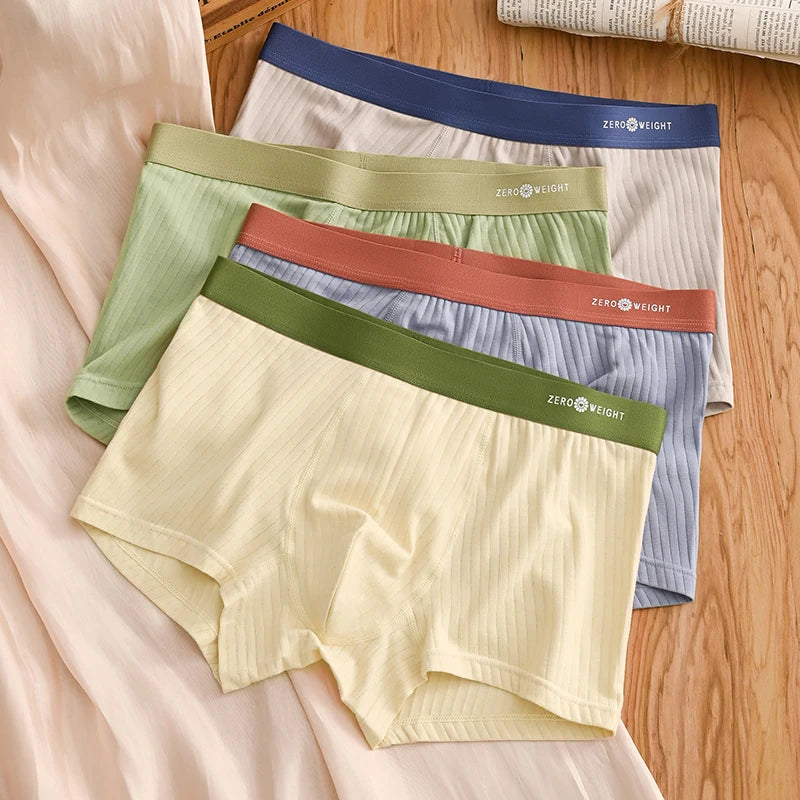 4-Pack Men's Cotton Boxer Shorts with Print Design