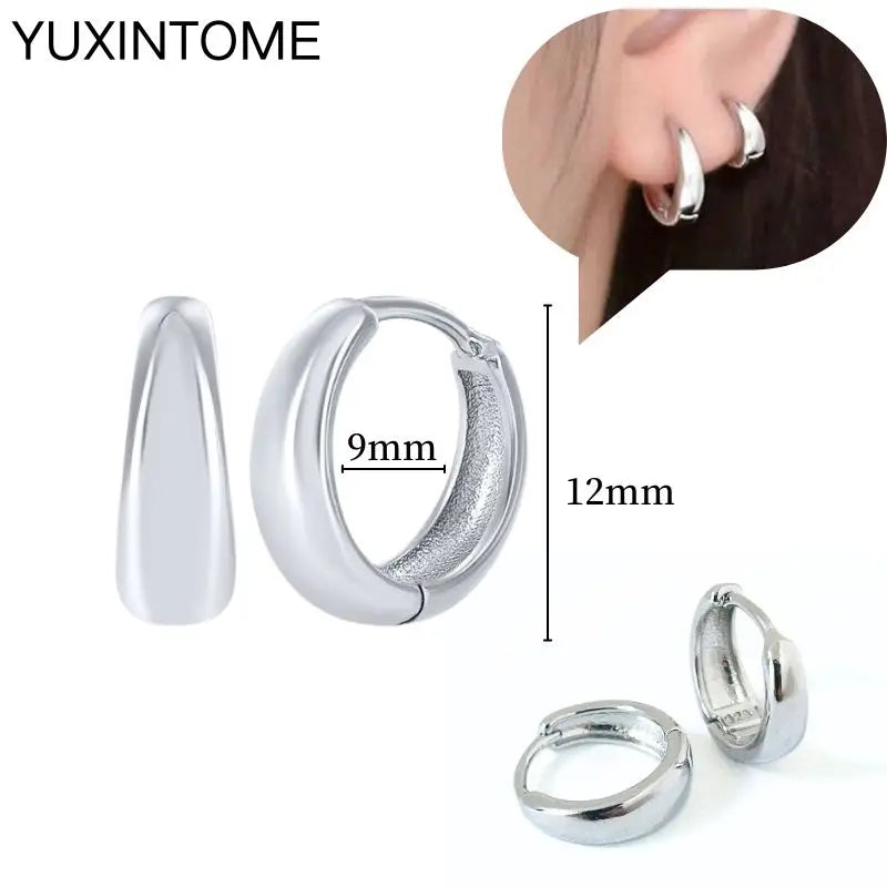 925 Sterling Silver Multi-Turn Hoop Earrings with White Zircon, Fashion Punk Jewelry for Women