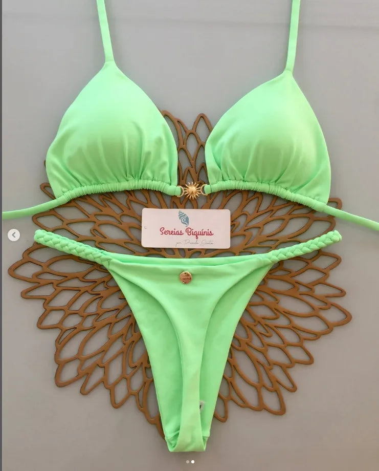 Micro Bikini Set – Women's Holiday Lace-up Swimsuit, 2piece Backless Brazilian Beachwear