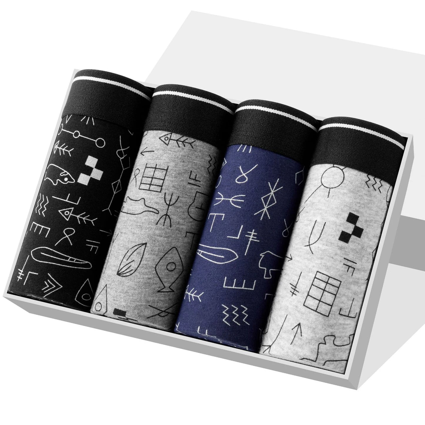 4-Pack Men's Cotton Boxer Shorts with Print Design