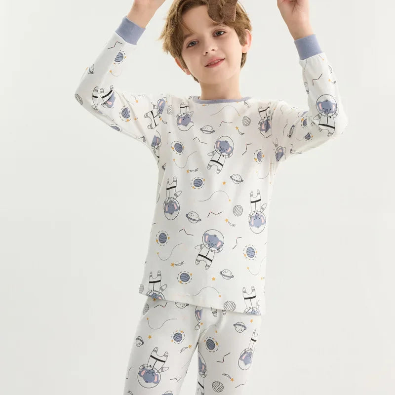 Kids Pajamas Set, 100% Cotton Soft Long Sleeve Sleepwear for Toddlers & Children Ages 2–13, Astronaut Print