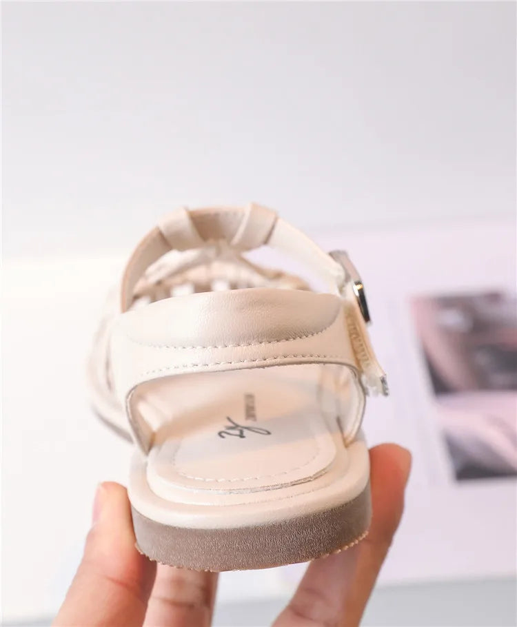 2025 New Summer Children Sandals Leather Cut-out Kids Sandals Soft Sole Non-slip Beach Shoes Fashion Girls Sandals 26-37