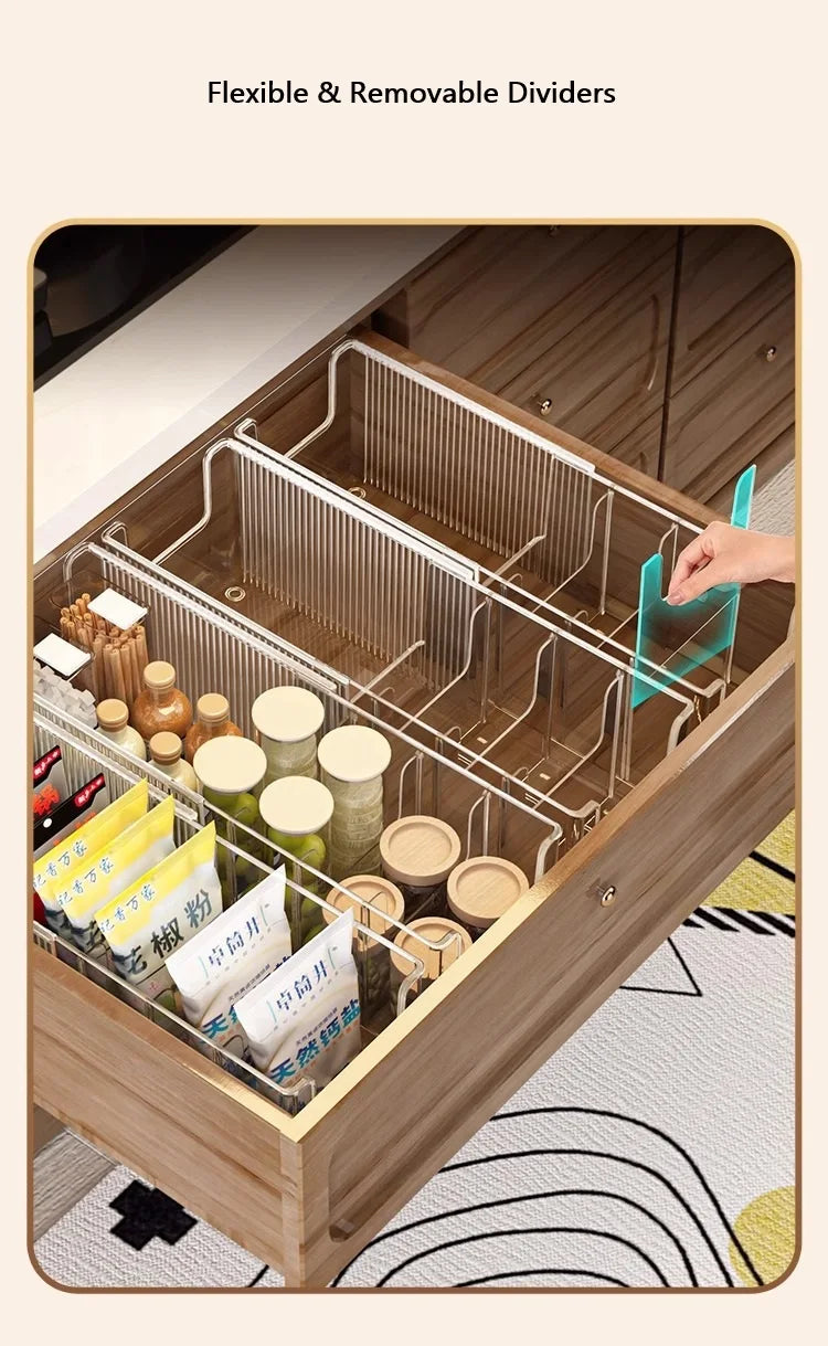 Clear Plastic Expandable Spice Organizer with Dividers – Snack, Tea Packet & Pantry Storage Containers