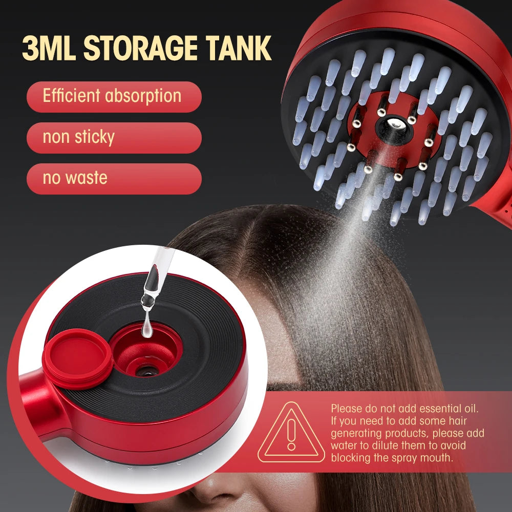 50ml Batana Hair Growth Oil And EMS Massage Comb Nano Spray Scalp Liquid Applicator LED Therapy Vibration Head Massager Brush