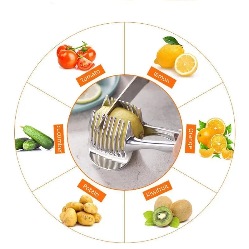 Galavilly Handheld Tomato and Lemon Slicing Guide, Fruit and Vegetable Holding Clip for Kitchen Food Prep
