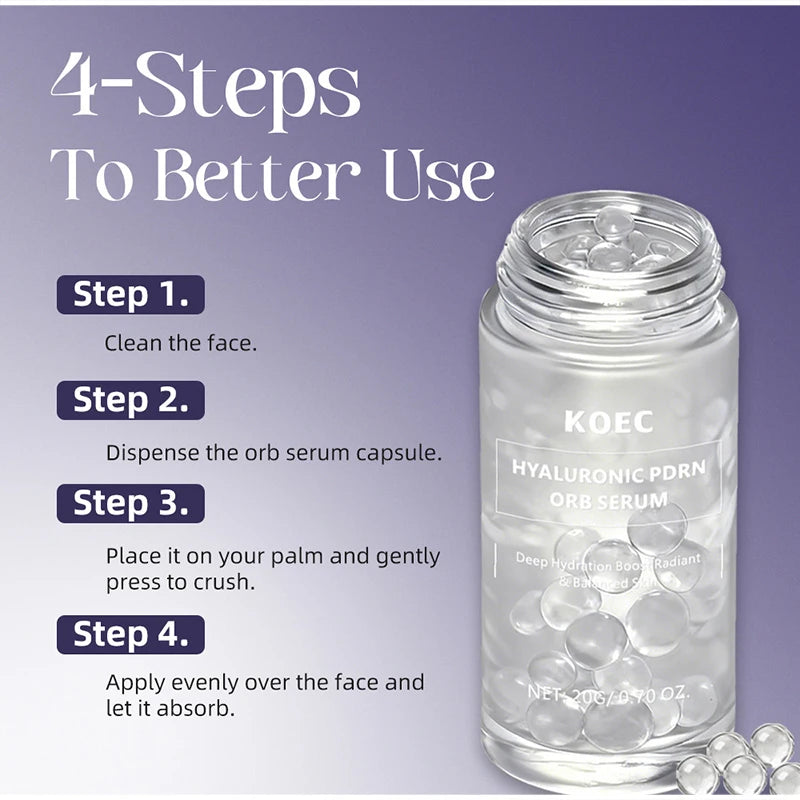 Hyaluronic Acid & Salmon DNA PDRN Beads Serum for Face – Hydrating, Firming, Anti-Aging, Brightening Korean Skincare Essence