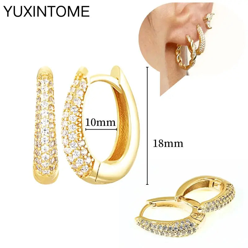925 Sterling Silver Multi-Turn Hoop Earrings with White Zircon, Fashion Punk Jewelry for Women