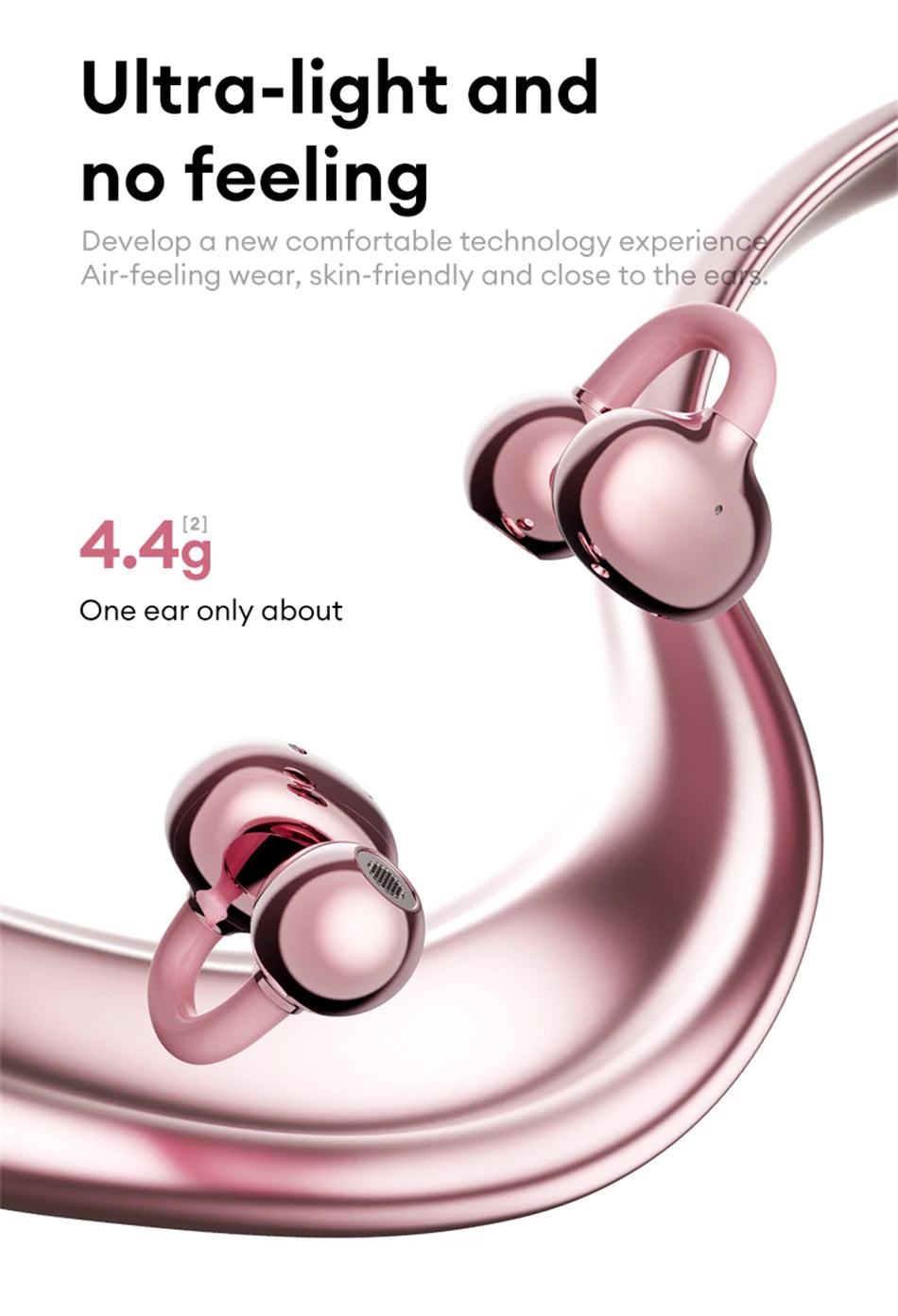 Lenovo LE302 Wireless Bluetooth 6.0 Clip-On Earbuds with HiFi Stereo Sound and Long Battery Life