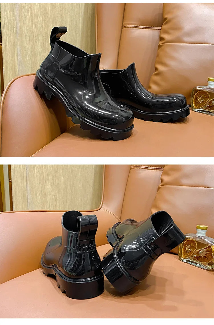 Women's Waterproof Rain Boots – New Luxury Jelly Short Boots with Thick Sole, Candy Colors