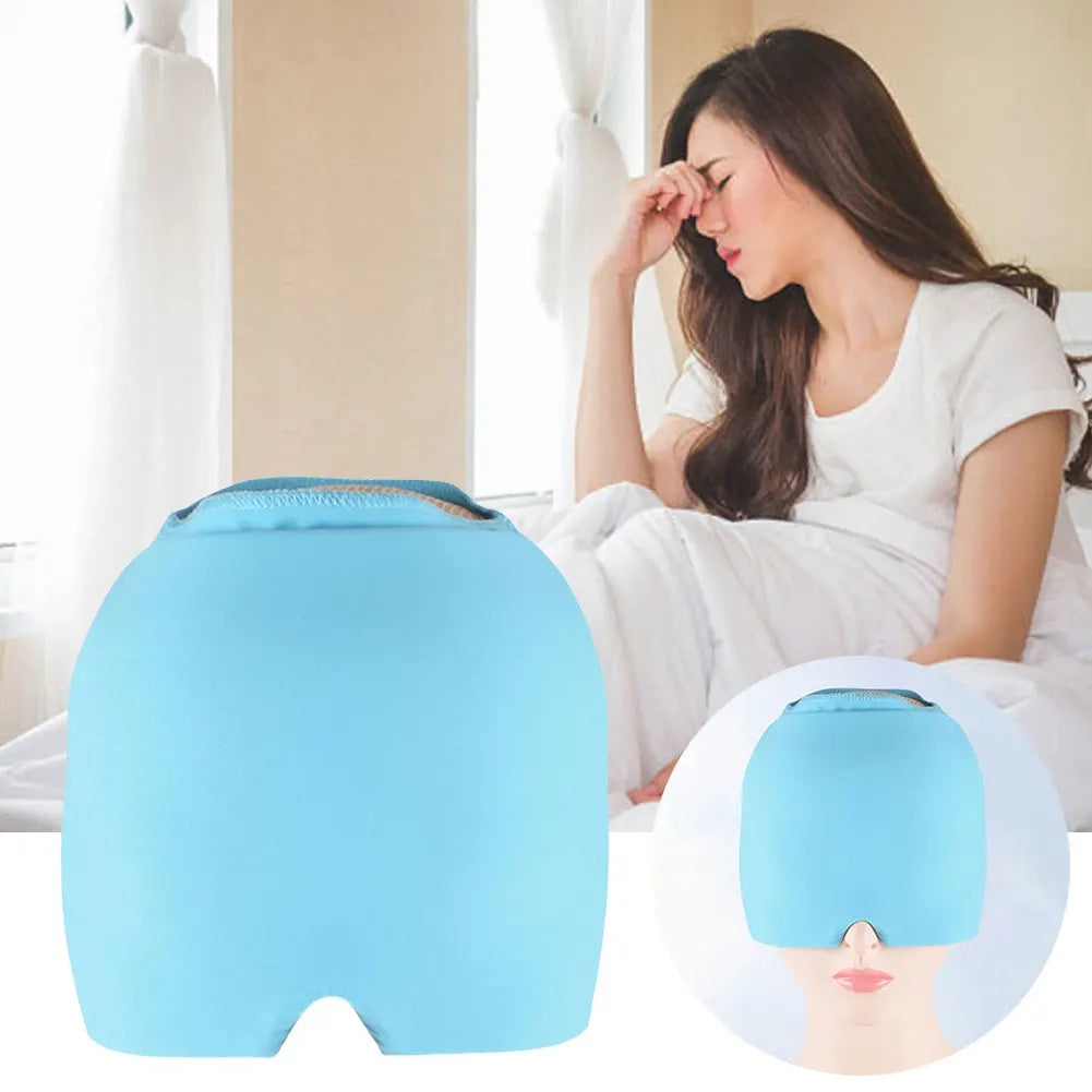 Migraine Relief Cap – Gel Ice Head Wrap with Cold Compress Therapy & Eye Mask