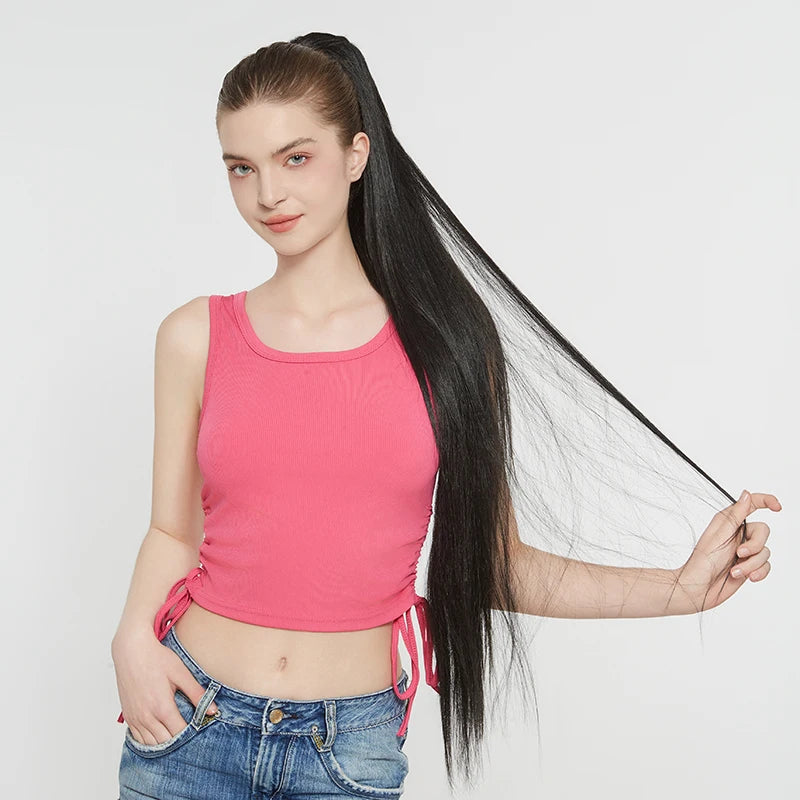 36-Inch Synthetic Drawstring Ponytail Hair Extension – Ombre Blonde, Women’s Hairpiece