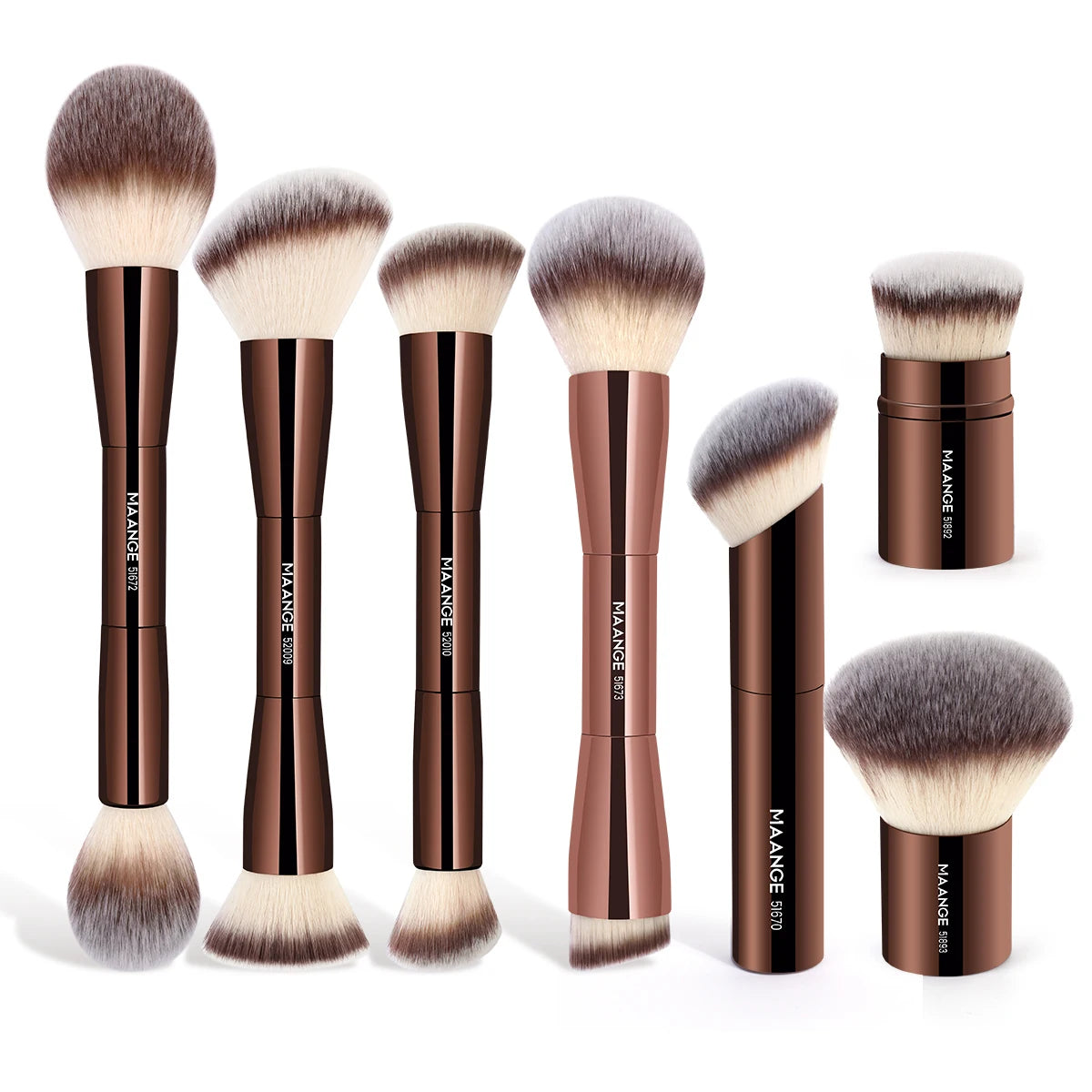 Double-Ended Makeup Brush – Foundation, Powder, Concealer, Blusher & Bronzer Brush | Soft Fiber Hair Beauty Tool