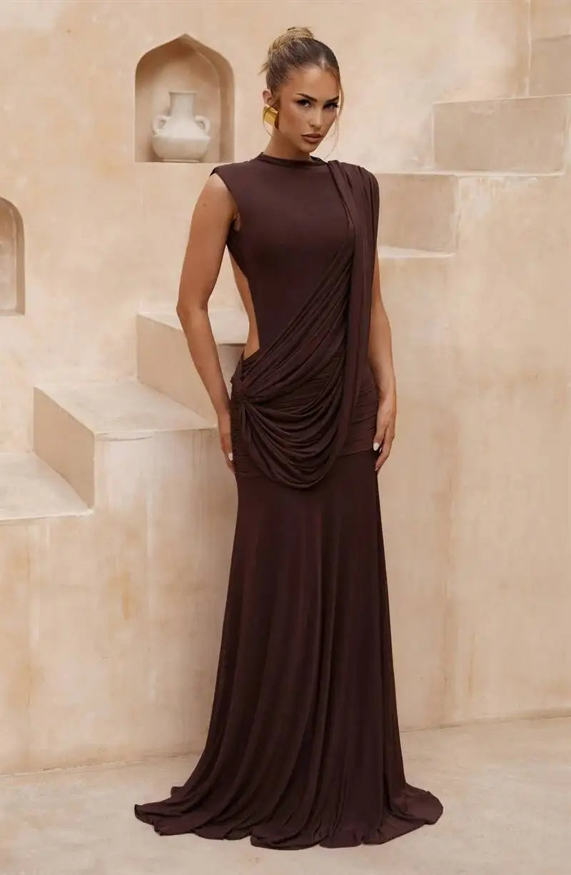 Mozision High Neck Backless Mermaid Maxi Dress