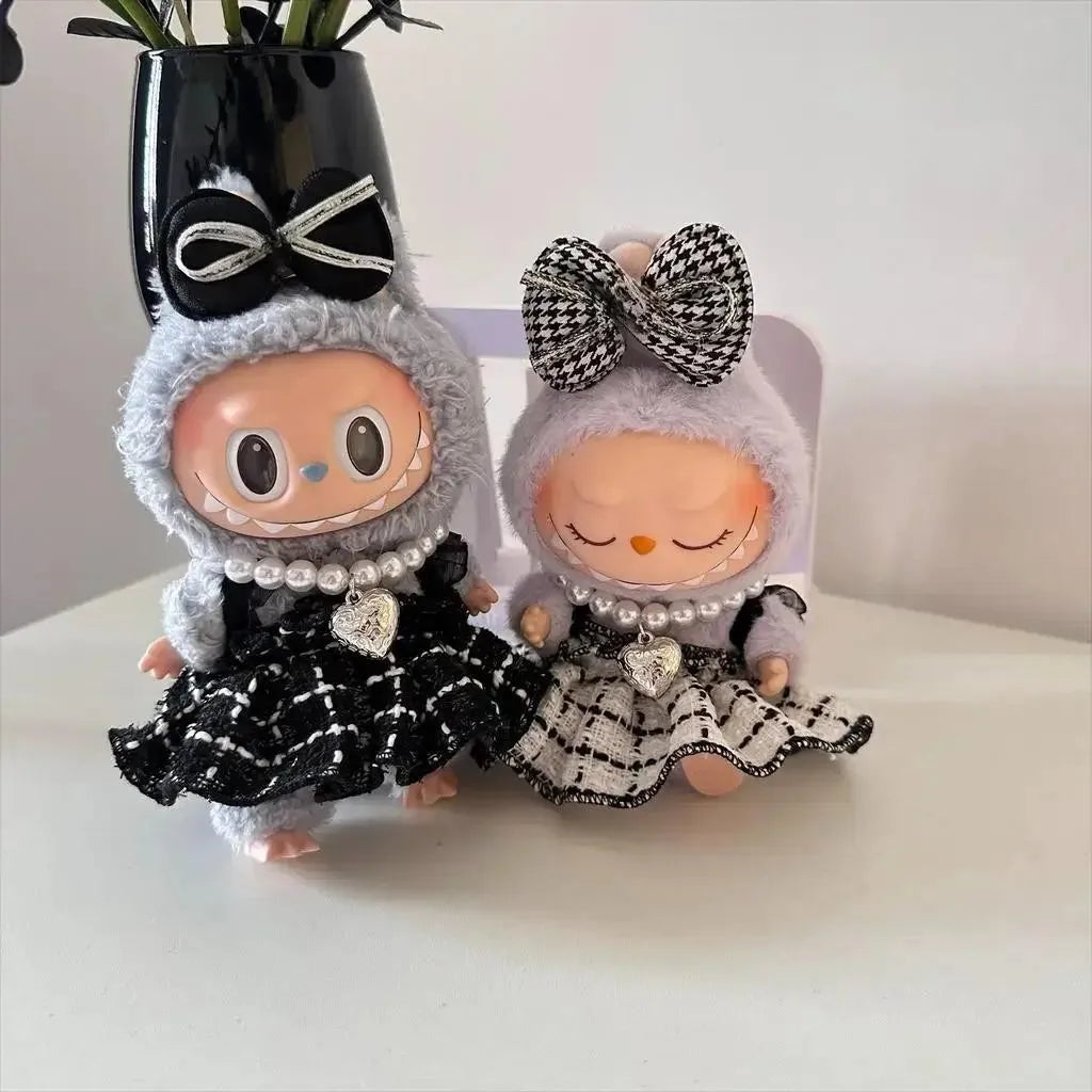 17cm Labubu Doll Clothes Outfit – Accessories for Kpop EXO Labubu Idol V1/V2, Skirt & Sweater Clothing Gift"