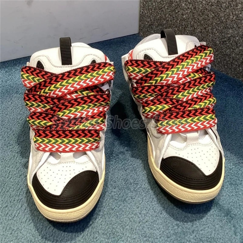 Thick Sole Casual Sneakers – Mixed Color Lace-Up Skateboard Shoes, Round Toe Breathable Outdoor Fashion Shoes