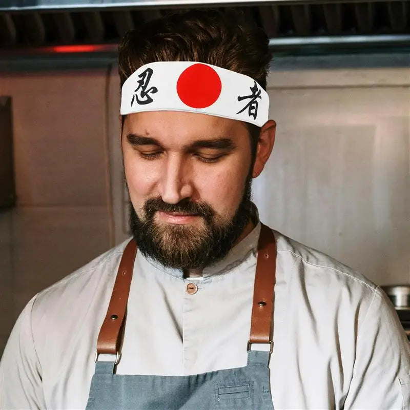 1pc Japanese Ninja Headband Japanese Sushi Chef Head Band Karate Headband Breathable Chef Headband Polyester 92x4.6cm